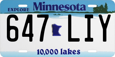 MN license plate 647LIY