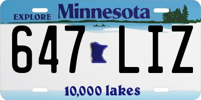 MN license plate 647LIZ