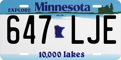MN license plate 647LJE
