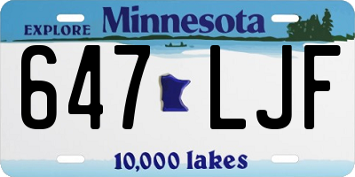 MN license plate 647LJF