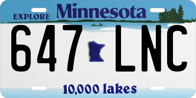 MN license plate 647LNC