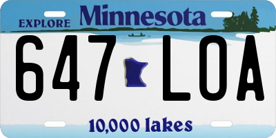 MN license plate 647LOA