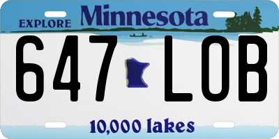 MN license plate 647LOB