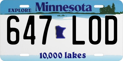 MN license plate 647LOD