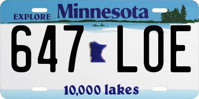 MN license plate 647LOE