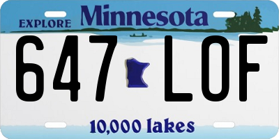 MN license plate 647LOF