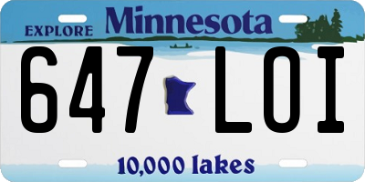 MN license plate 647LOI