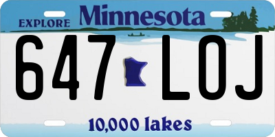MN license plate 647LOJ