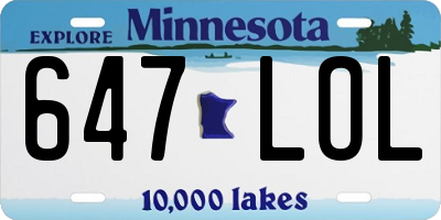 MN license plate 647LOL