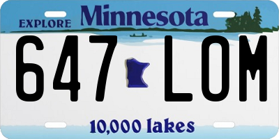 MN license plate 647LOM