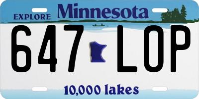 MN license plate 647LOP