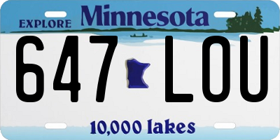 MN license plate 647LOU