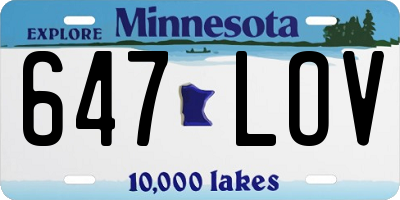 MN license plate 647LOV