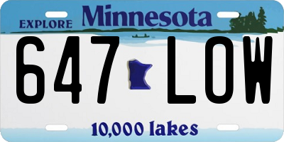 MN license plate 647LOW