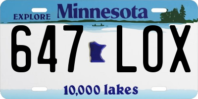 MN license plate 647LOX