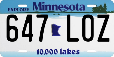 MN license plate 647LOZ