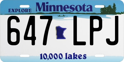 MN license plate 647LPJ