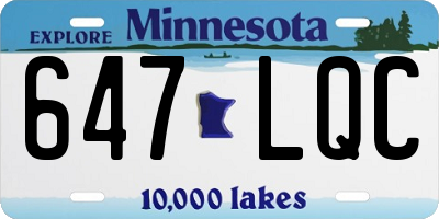 MN license plate 647LQC