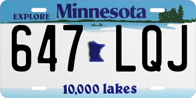 MN license plate 647LQJ