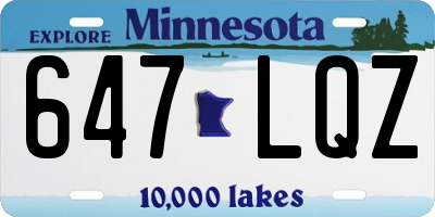 MN license plate 647LQZ