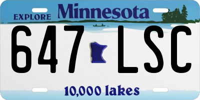 MN license plate 647LSC