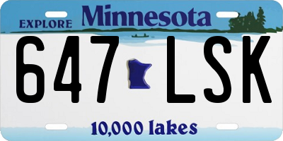 MN license plate 647LSK