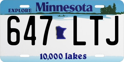 MN license plate 647LTJ