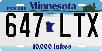 MN license plate 647LTX