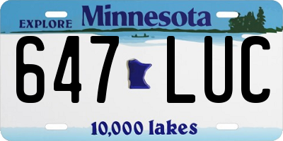 MN license plate 647LUC