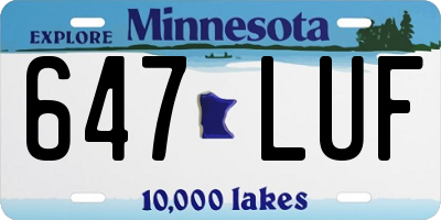 MN license plate 647LUF