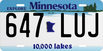 MN license plate 647LUJ