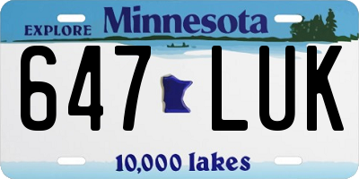 MN license plate 647LUK