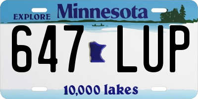 MN license plate 647LUP