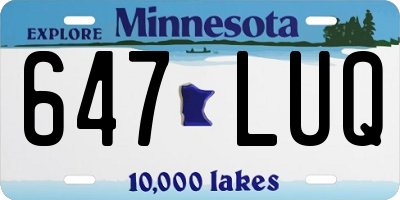 MN license plate 647LUQ
