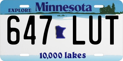 MN license plate 647LUT