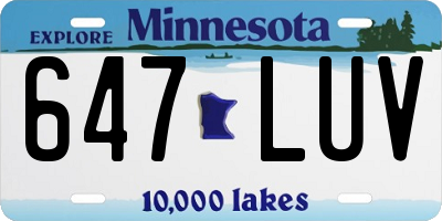 MN license plate 647LUV