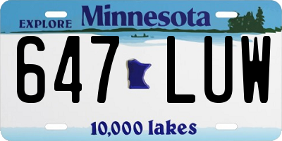 MN license plate 647LUW