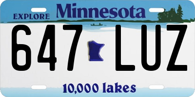MN license plate 647LUZ