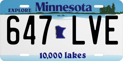 MN license plate 647LVE