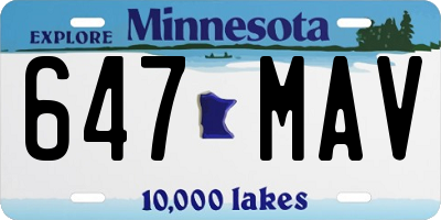 MN license plate 647MAV