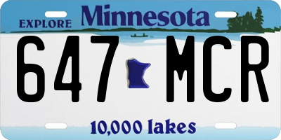 MN license plate 647MCR