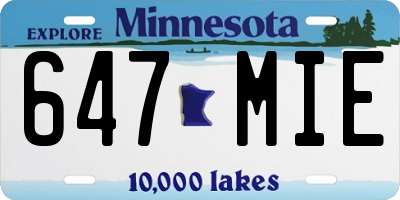 MN license plate 647MIE