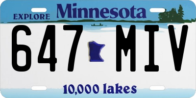 MN license plate 647MIV