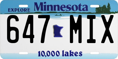 MN license plate 647MIX