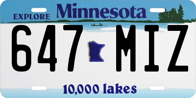 MN license plate 647MIZ