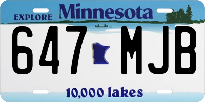MN license plate 647MJB