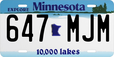 MN license plate 647MJM