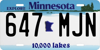 MN license plate 647MJN