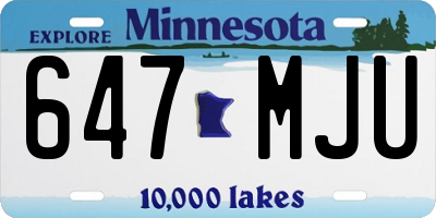 MN license plate 647MJU