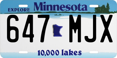 MN license plate 647MJX